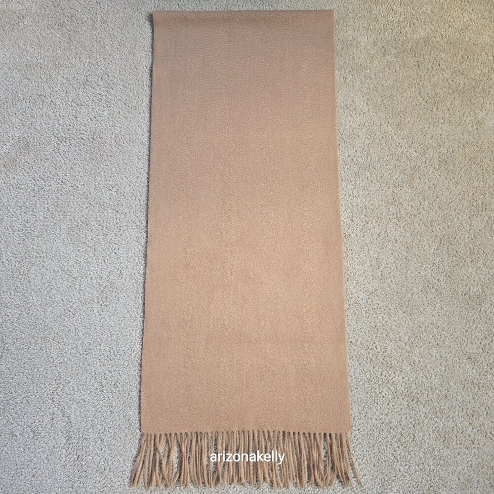 NWOT Tan Cashmere Scarf With Fringe - Picture 9 of 16